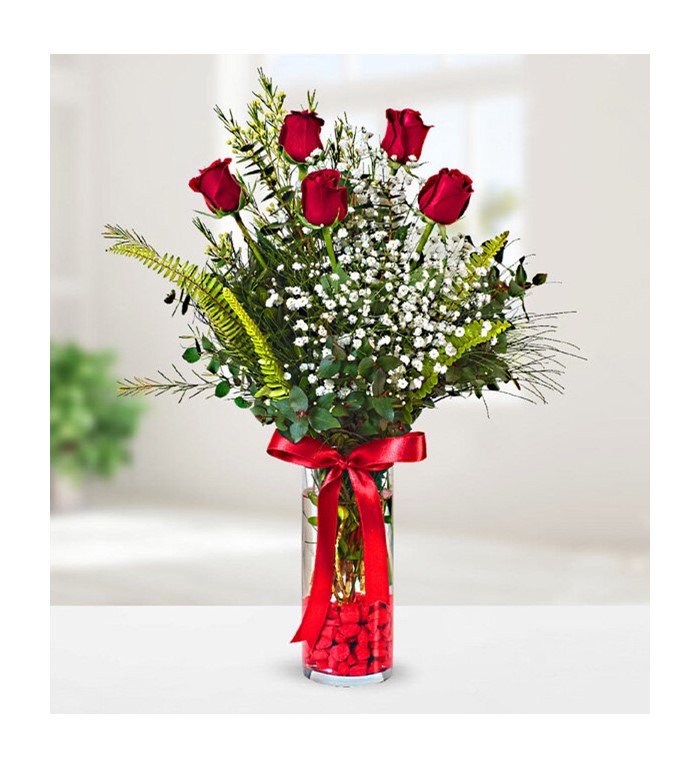 vazoda 5 gül aranjmanı