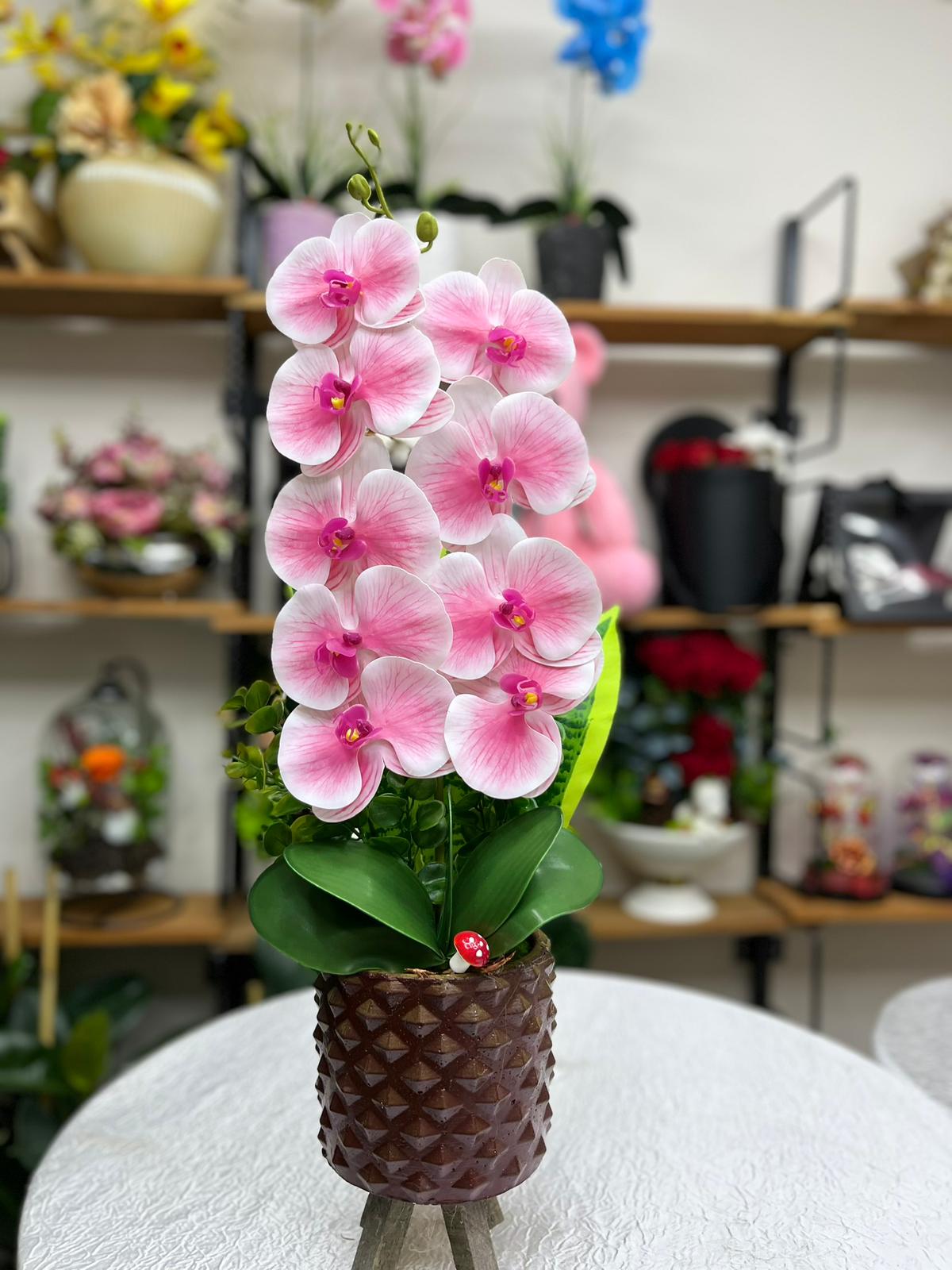Pembe Beyaz Orkide Yapay Tanzim